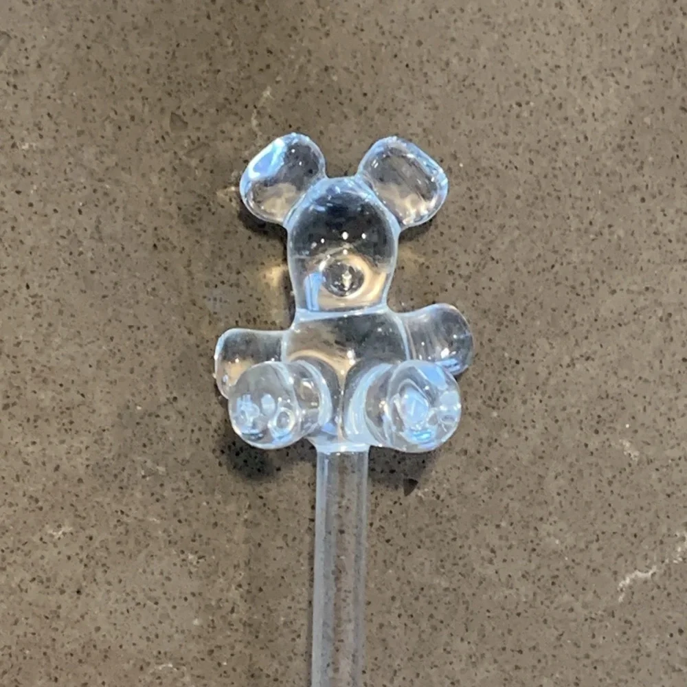 Last One! NWOT Vtg Princess House Crystal Glass Teddy Bear Swizzle Stick Stirrer